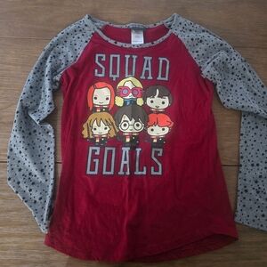 Warner Bros. Red and Gray Squad Goals Long Sleeve Tee